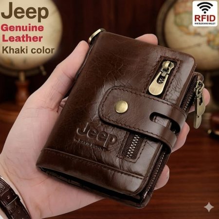100% Original Leather Money Bag-(Coklet /Khaki Colour)